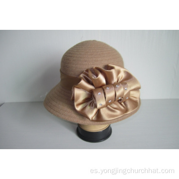 Sombreros de iglesia con cinta de tela de lana para mujer - YJ74